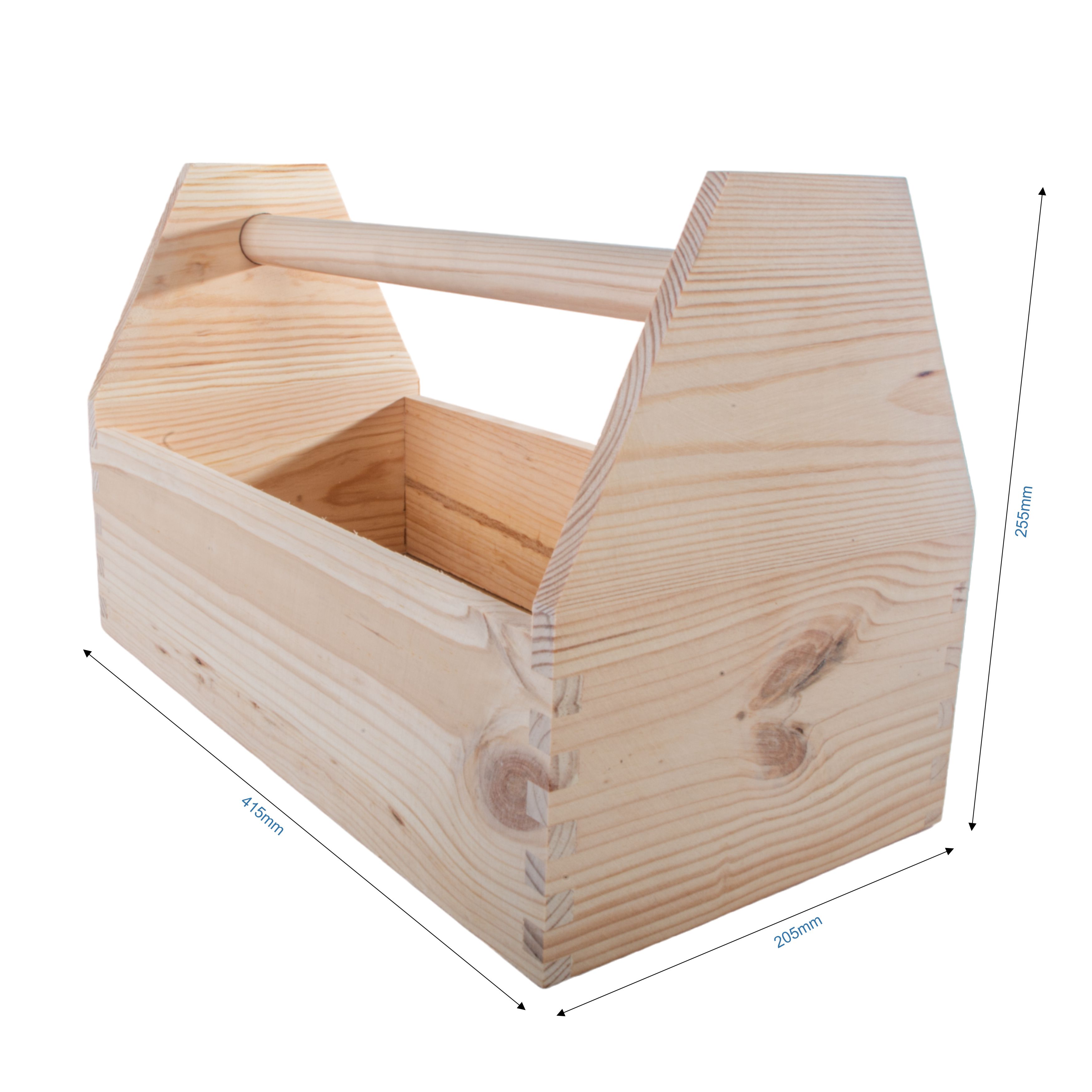 Large Wooden Tool Box 41x20x25cm Solid Plain Garage Storage